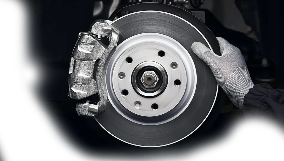 Mechanic working on brake discs